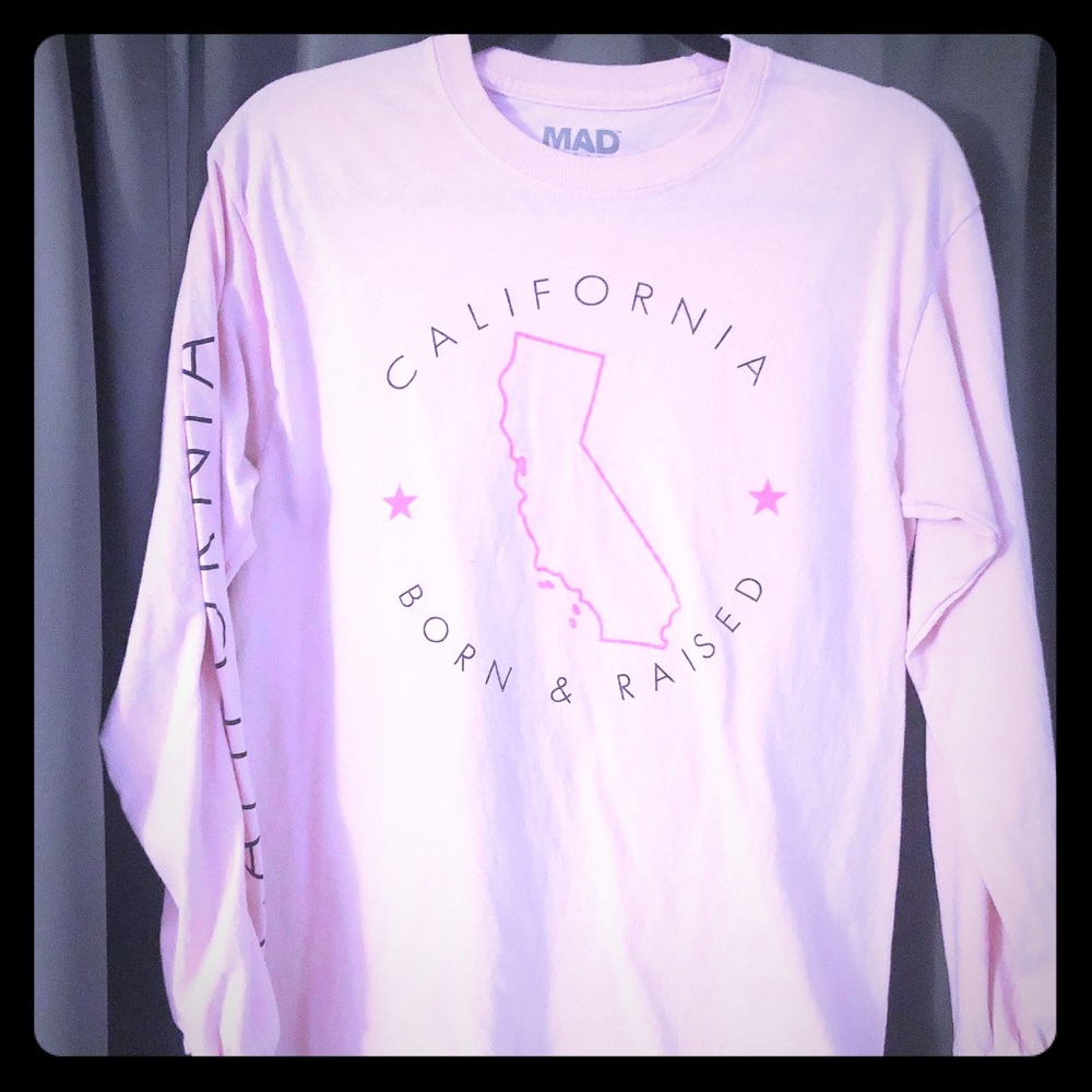 Long sleeve California Born & Raised pink tee